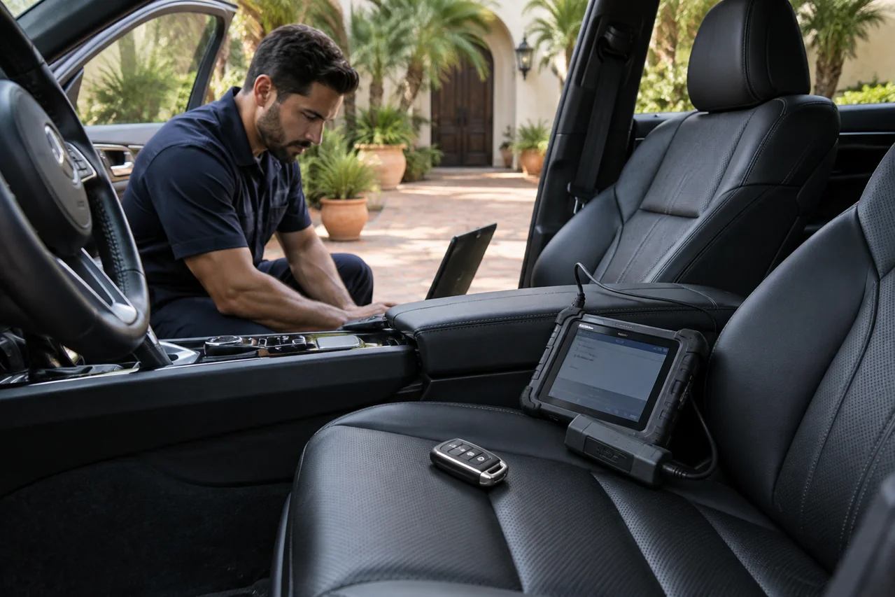 Car key fob and programming tablet, Houston Car Key Locksmith