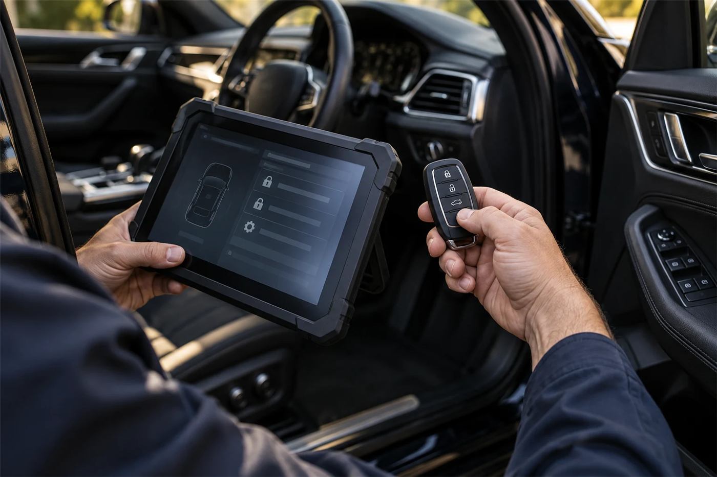 Car key fob and programming tablet, Houston Car Key Locksmith